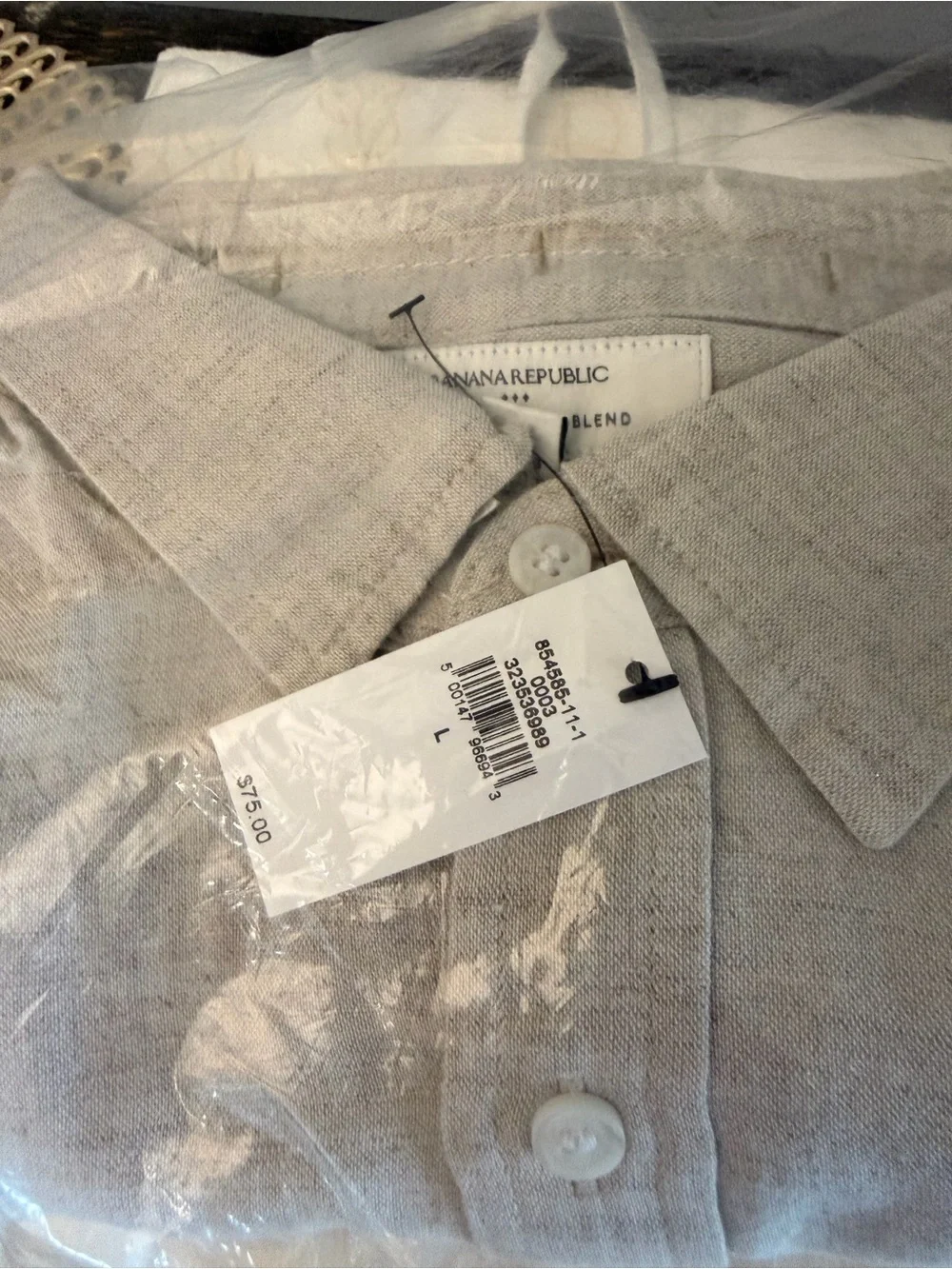 Banana Republic Men's Short-Sleeve Button-Down Linen Blend Shirt Size L